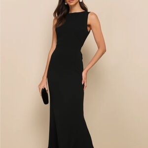 Exquisite Refinement Black Backless Bow Ruffled Maxi Dress
Lulus S